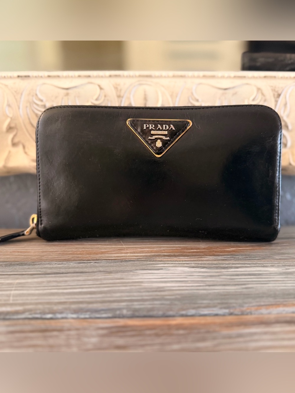 🥂HP🥂 Prada Black Zip Around Leather Wallet - Picture 10 of 14